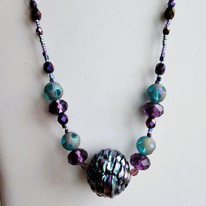 One of Kind Necklace Dichroic with One of Kind Paula Radke Centerbead